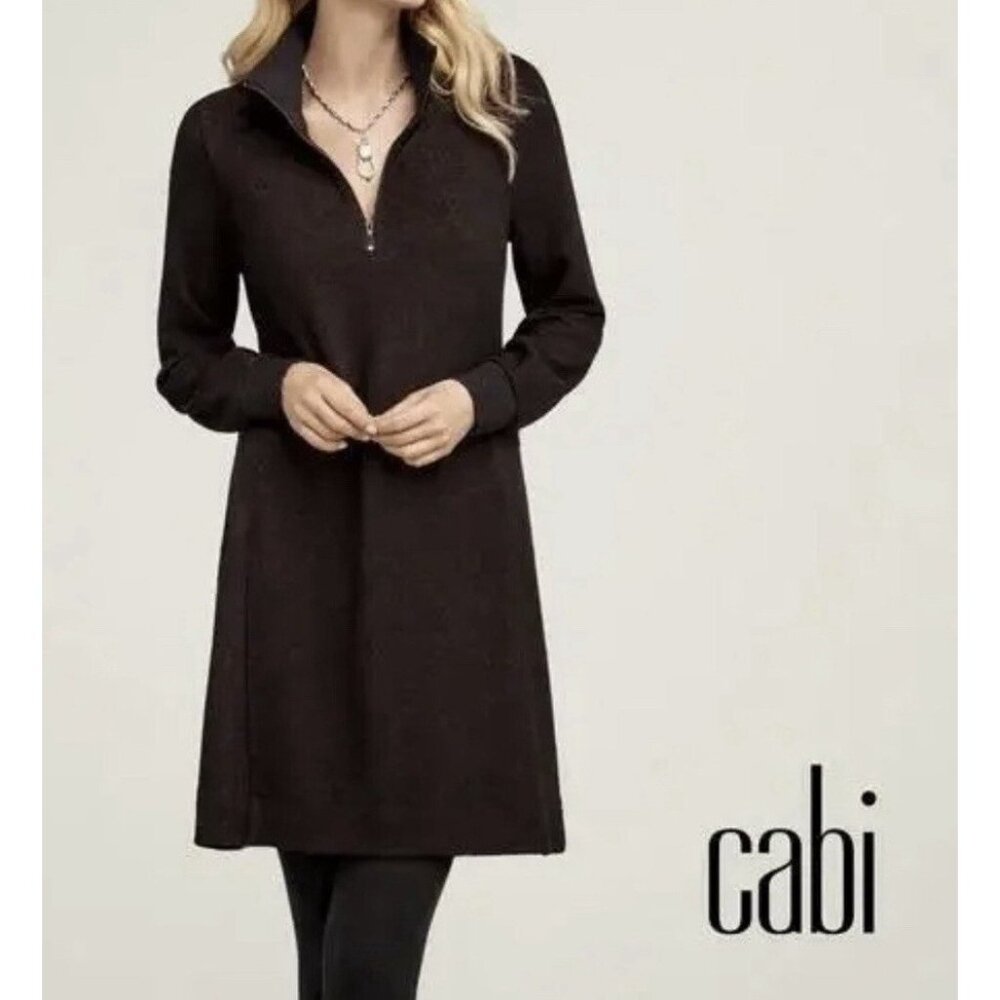 Cabi Women’s Cuddle Dress Sweater Medium Marl Knee Black Burgundy Stretch Winter - Picture 1 of 11